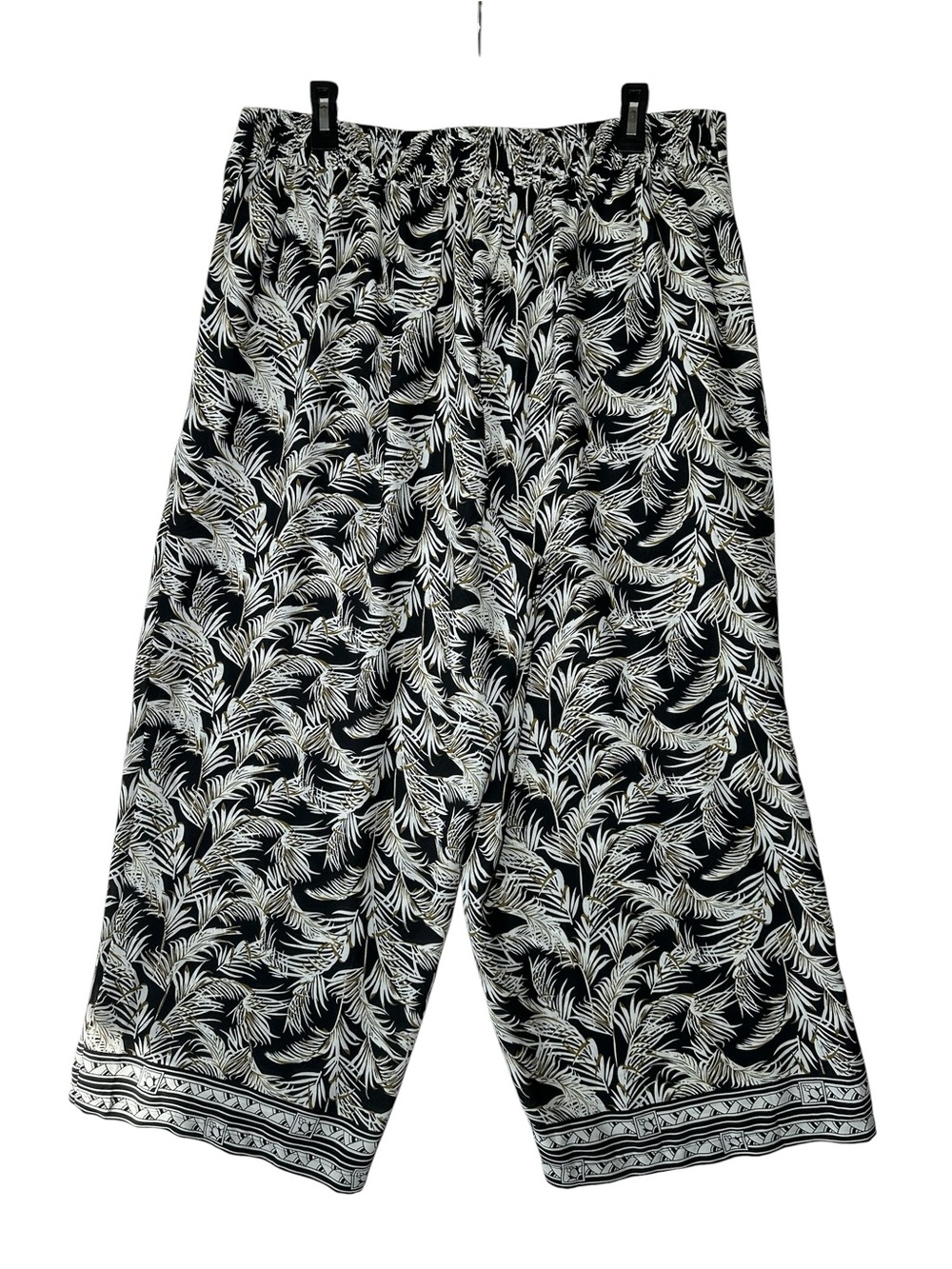 Max Studio Black & White Botanical Wide-Leg Cropped Pull On Pants Size 1X - Picture 3 of 4